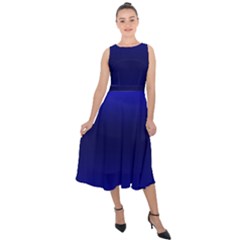 Cobalt Blue Gradient Ombre Color Midi Tie-back Chiffon Dress by SpinnyChairDesigns