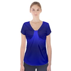 Cobalt Blue Gradient Ombre Color Short Sleeve Front Detail Top by SpinnyChairDesigns