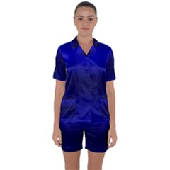 Cobalt Blue Gradient Ombre Color Satin Short Sleeve Pyjamas Set by SpinnyChairDesigns