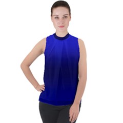 Cobalt Blue Gradient Ombre Color Mock Neck Chiffon Sleeveless Top by SpinnyChairDesigns