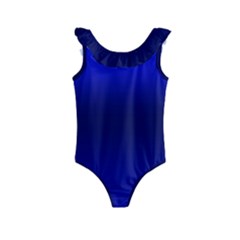 Cobalt Blue Gradient Ombre Color Kids  Frill Swimsuit by SpinnyChairDesigns