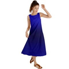 Cobalt Blue Gradient Ombre Color Summer Maxi Dress by SpinnyChairDesigns