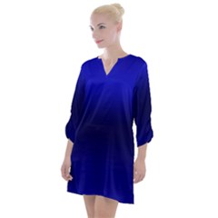 Cobalt Blue Gradient Ombre Color Open Neck Shift Dress by SpinnyChairDesigns