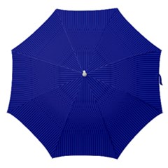 Cobalt Blue Color Stripes Straight Umbrellas by SpinnyChairDesigns