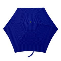 Cobalt Blue Color Stripes Mini Folding Umbrellas by SpinnyChairDesigns