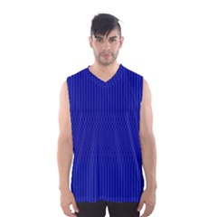 Cobalt Blue Color Stripes Men s Basketball Tank Top by SpinnyChairDesigns