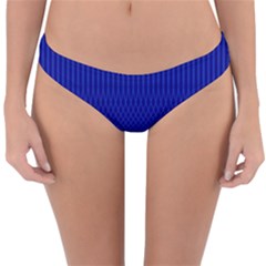 Cobalt Blue Color Stripes Reversible Hipster Bikini Bottoms by SpinnyChairDesigns