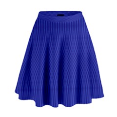 Cobalt Blue Color Stripes High Waist Skirt by SpinnyChairDesigns