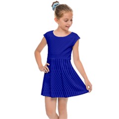 Cobalt Blue Color Stripes Kids  Cap Sleeve Dress by SpinnyChairDesigns