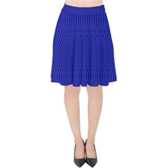 Cobalt Blue Color Stripes Velvet High Waist Skirt by SpinnyChairDesigns