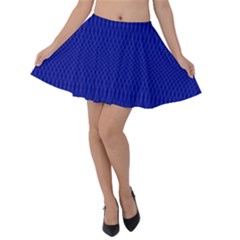 Cobalt Blue Color Stripes Velvet Skater Skirt by SpinnyChairDesigns