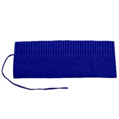 Cobalt Blue Color Stripes Roll Up Canvas Pencil Holder (s) by SpinnyChairDesigns