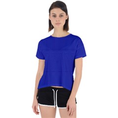 Cobalt Blue Color Stripes Open Back Sport Tee by SpinnyChairDesigns