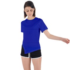 Cobalt Blue Color Stripes Asymmetrical Short Sleeve Sports Tee by SpinnyChairDesigns