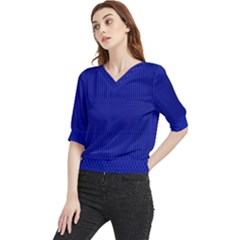 Cobalt Blue Color Stripes Quarter Sleeve Blouse