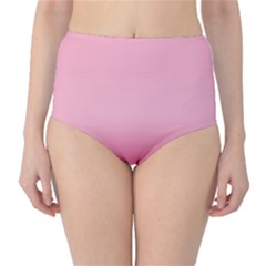 Blush Pink Color Gradient Ombre Classic High-waist Bikini Bottoms by SpinnyChairDesigns