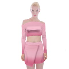 Blush Pink Color Gradient Ombre Off Shoulder Top With Mini Skirt Set by SpinnyChairDesigns