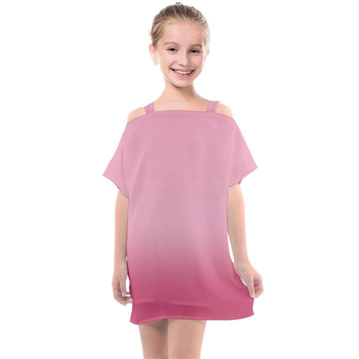 Blush Pink Color Gradient Ombre Kids  One Piece Chiffon Dress