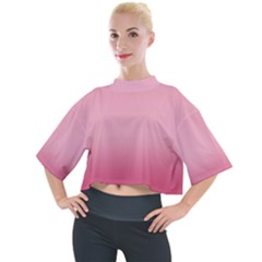 Blush Pink Color Gradient Ombre Mock Neck Tee by SpinnyChairDesigns