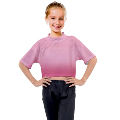 Blush Pink Color Gradient Ombre Kids Mock Neck Tee by SpinnyChairDesigns