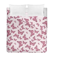 Blush Pink Color Butterflies Duvet Cover Double Side (full/ Double Size) by SpinnyChairDesigns