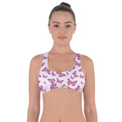 Blush Pink Color Butterflies Got No Strings Sports Bra by SpinnyChairDesigns