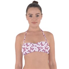 Blush Pink Color Butterflies Halter Bandeau Bikini Top by SpinnyChairDesigns