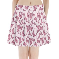 Blush Pink Color Butterflies Pleated Mini Skirt by SpinnyChairDesigns