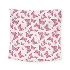 Blush Pink Color Butterflies Square Tapestry (small) by SpinnyChairDesigns