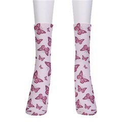 Blush Pink Color Butterflies Men s Crew Socks