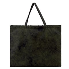 Army Green Color Grunge Zipper Large Tote Bag by SpinnyChairDesigns