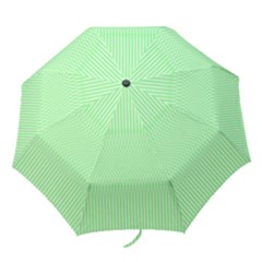 Mint Green White Stripes Folding Umbrellas by SpinnyChairDesigns