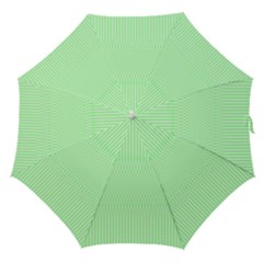 Mint Green White Stripes Straight Umbrellas by SpinnyChairDesigns