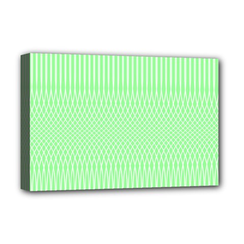 Mint Green White Stripes Deluxe Canvas 18  X 12  (stretched) by SpinnyChairDesigns