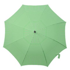 Mint Green White Stripes Hook Handle Umbrellas (large) by SpinnyChairDesigns