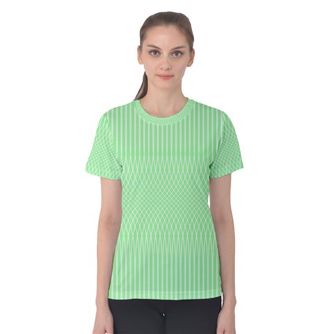 Mint Green White Stripes Women s Cotton Tee by SpinnyChairDesigns