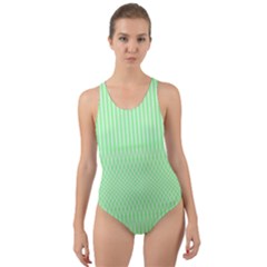 Mint Green White Stripes Cut-out Back One Piece Swimsuit by SpinnyChairDesigns