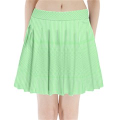 Mint Green White Stripes Pleated Mini Skirt by SpinnyChairDesigns