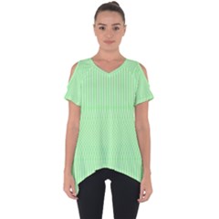 Mint Green White Stripes Cut Out Side Drop Tee by SpinnyChairDesigns