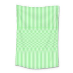 Mint Green White Stripes Small Tapestry by SpinnyChairDesigns