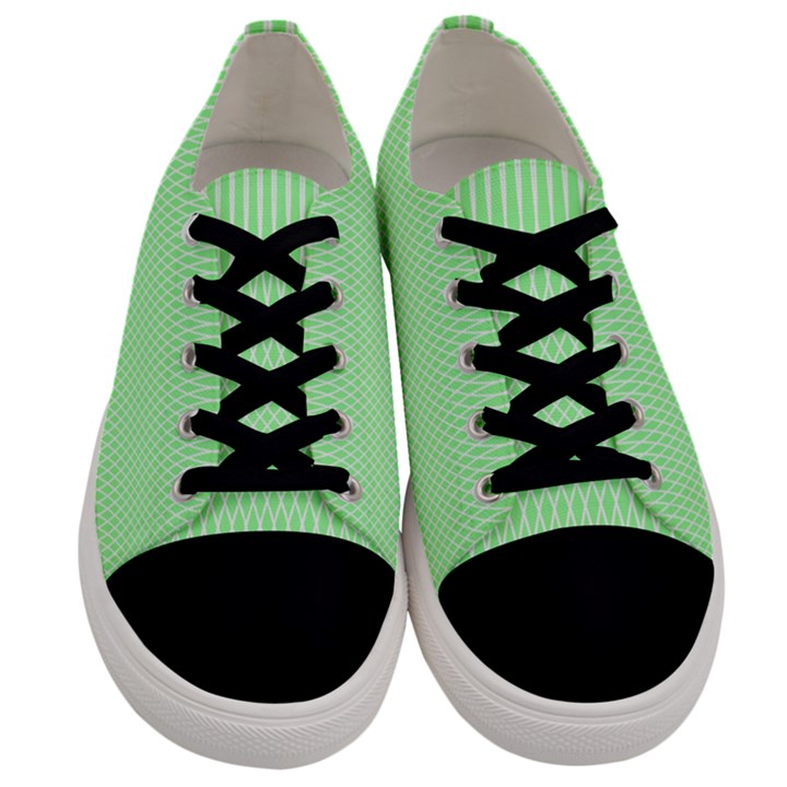 Mint Green White Stripes Men s Low Top Canvas Sneakers