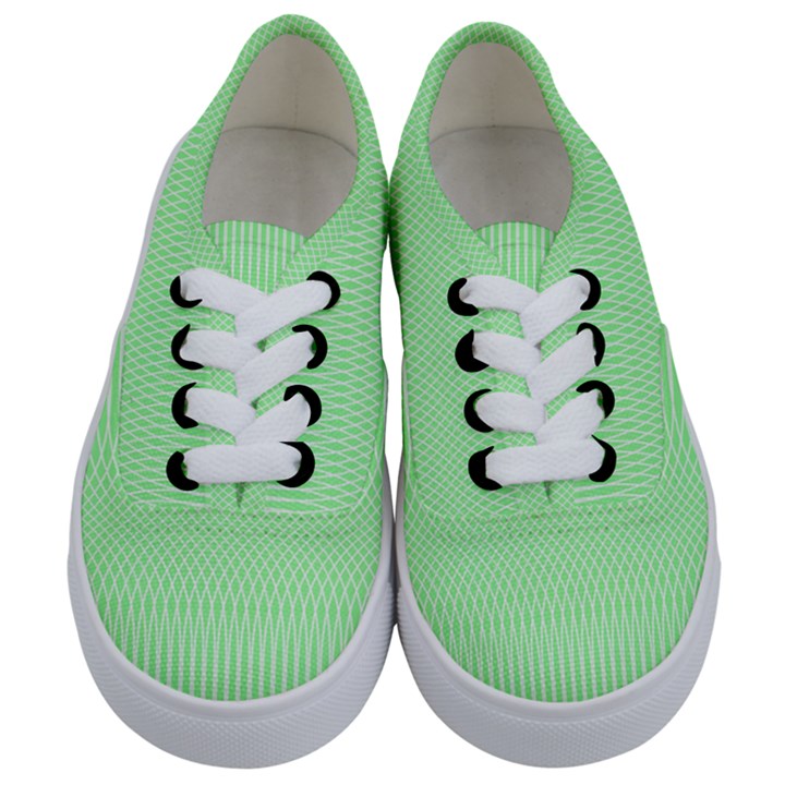 Mint Green White Stripes Kids  Classic Low Top Sneakers