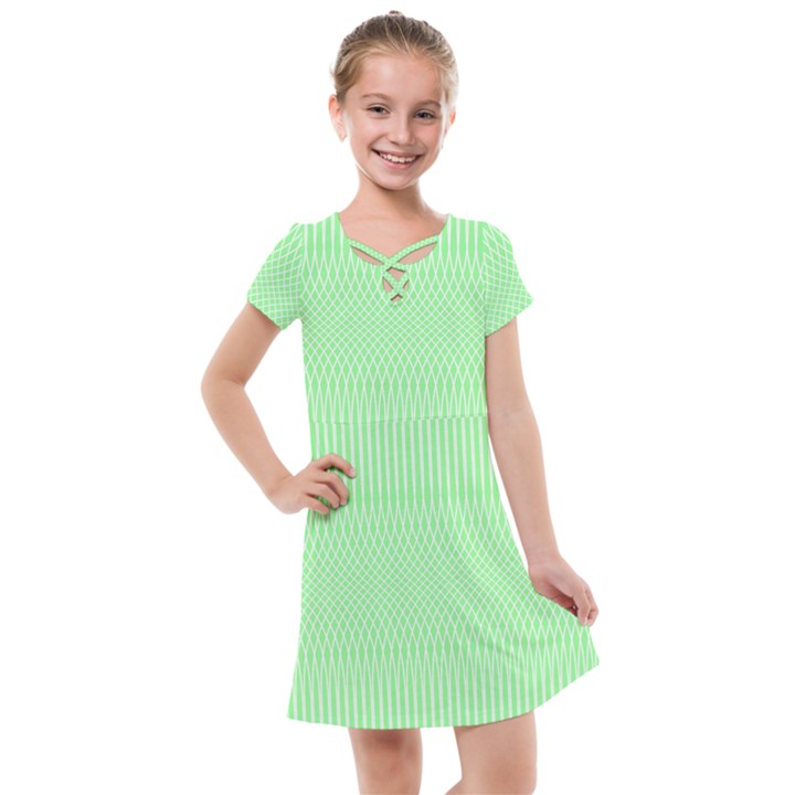 Mint Green White Stripes Kids  Cross Web Dress