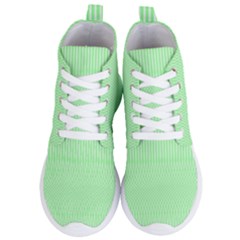 Mint Green White Stripes Women s Lightweight High Top Sneakers by SpinnyChairDesigns