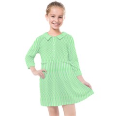 Mint Green White Stripes Kids  Quarter Sleeve Shirt Dress by SpinnyChairDesigns