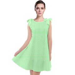 Mint Green White Stripes Tie Up Tunic Dress by SpinnyChairDesigns