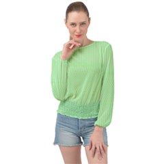 Mint Green White Stripes Banded Bottom Chiffon Top by SpinnyChairDesigns