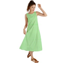 Mint Green White Stripes Summer Maxi Dress by SpinnyChairDesigns