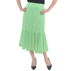 Mint Green White Stripes Midi Mermaid Skirt by SpinnyChairDesigns