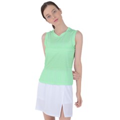 Mint Green White Stripes Women s Sleeveless Sports Top by SpinnyChairDesigns